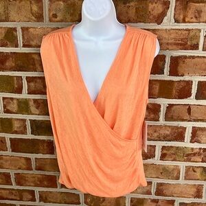 NWT Athleta Breezy Wrap Orange Blouse Tank Top Size Small